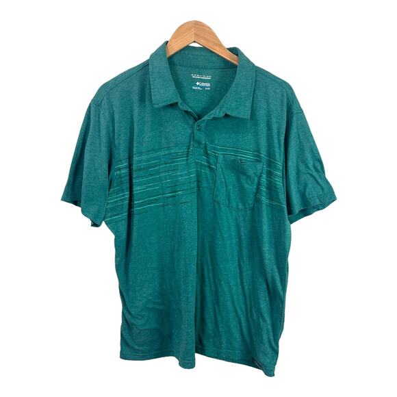 Columbia Green Polo Shirt Omni-Wick Stripe XL Men's Extra Large Golf - Picture 1 of 7